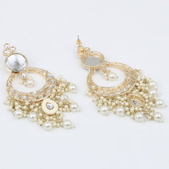 Kundan Pearl Chandbali Earrings