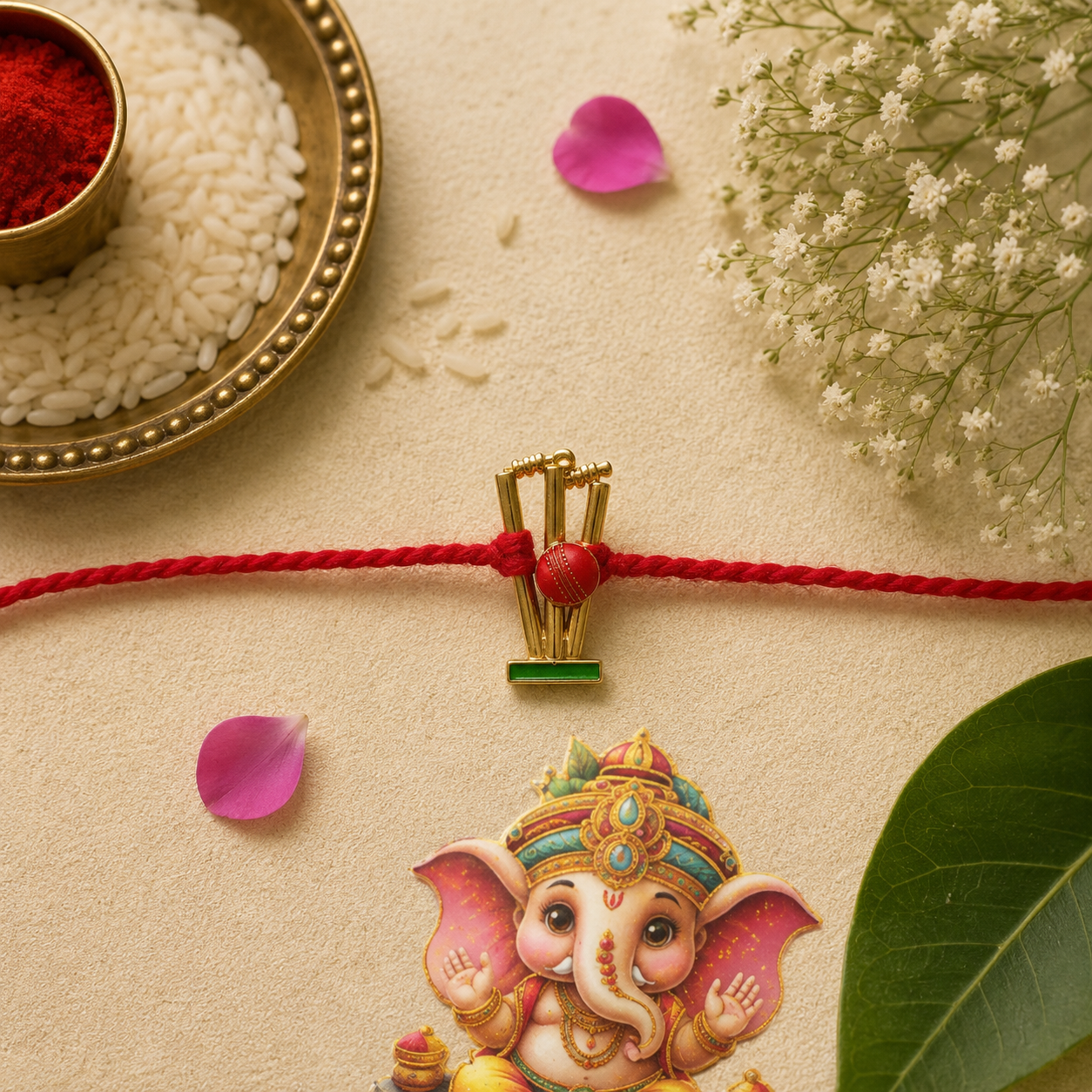 Cricket Ball & Stumps Rakhi Set of 2