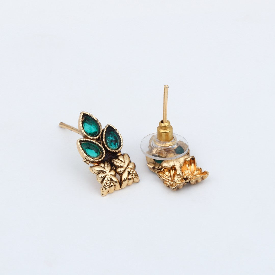 Gold Plated Delicate Necklace Set Green