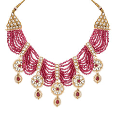 Red  Necklace set with jhumka earrings