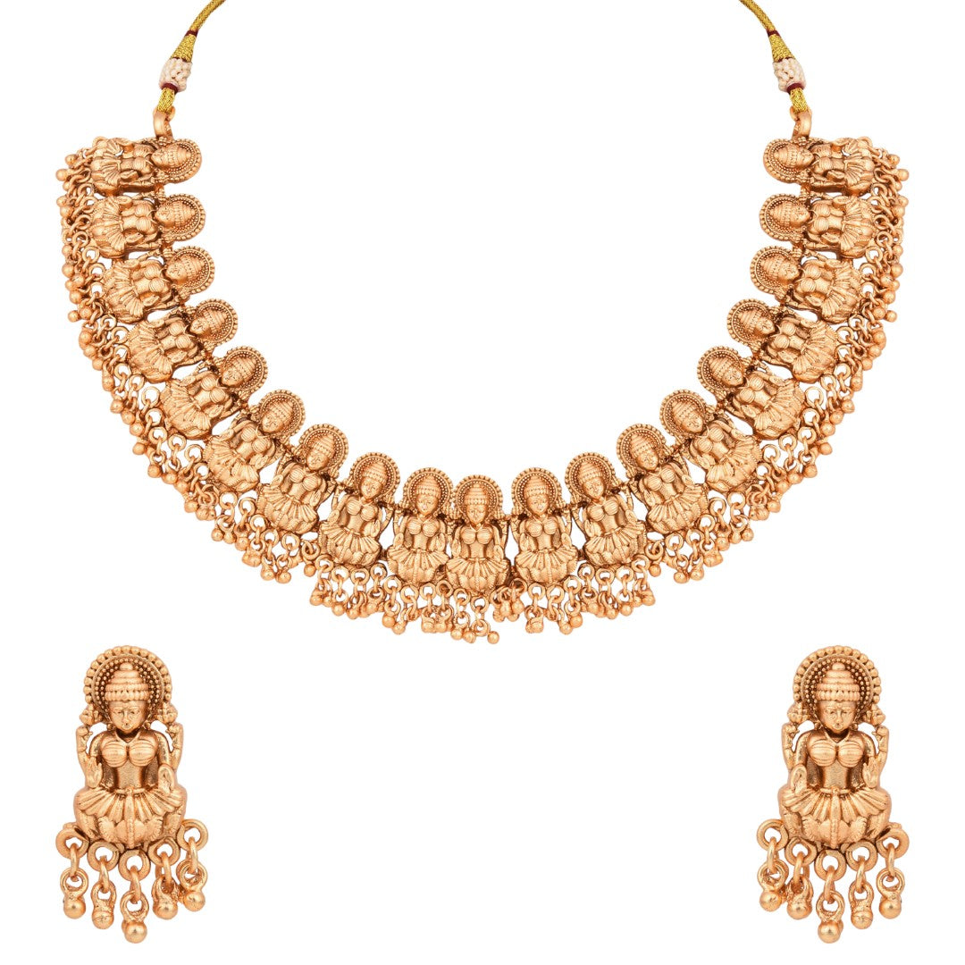 Traditional Temple Jewellery Set with Ghungroo Drops