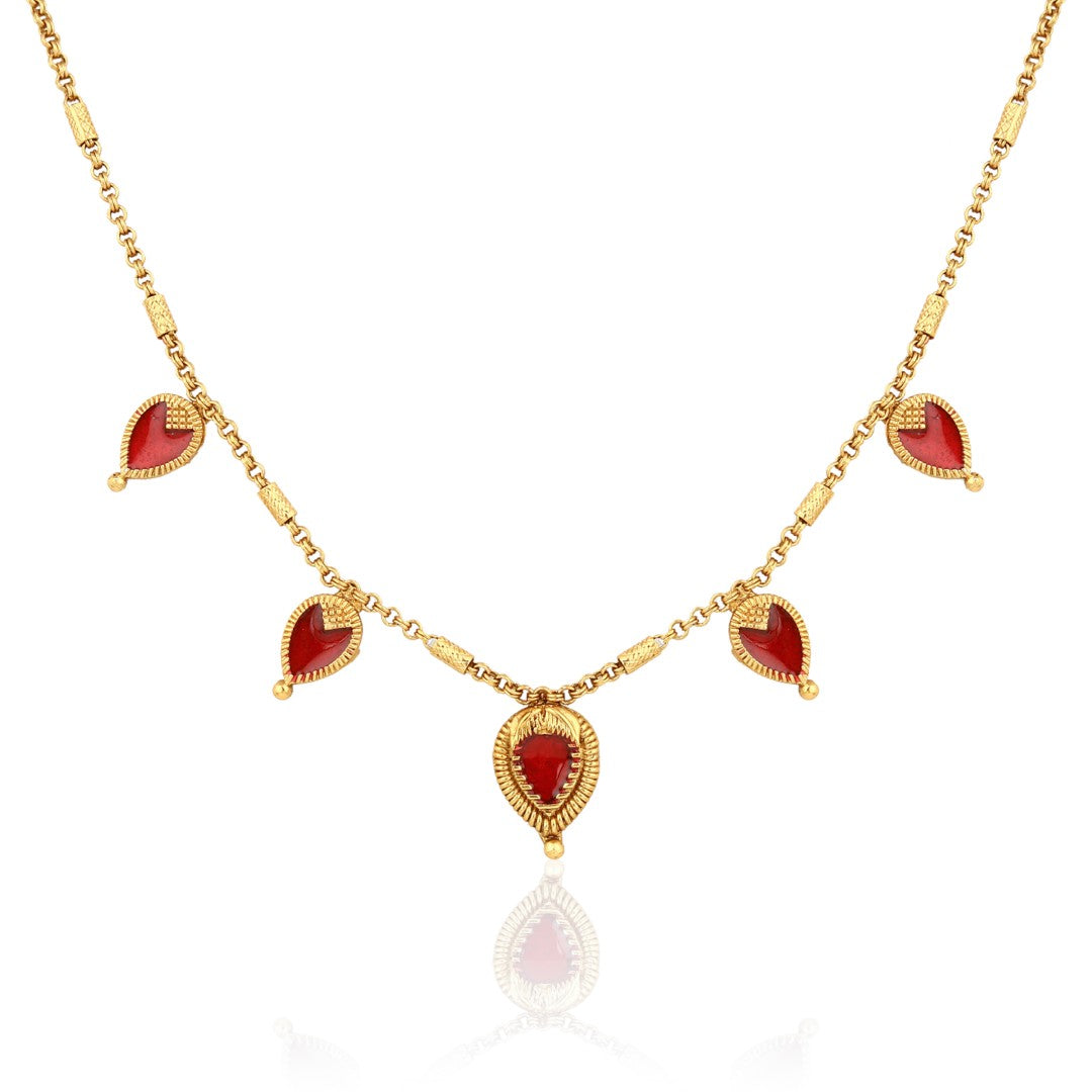 Elegant Red Meenakari Pendant Necklace Set