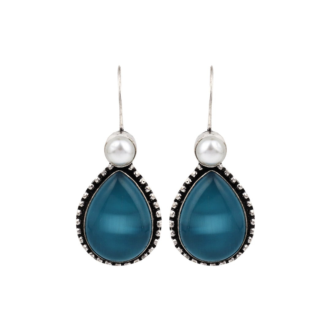 Set of two Monalisa drop earrings - blue & Orange