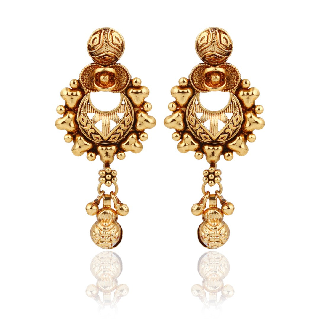 Royal Gold-Tone Pearl Drop Necklace & Earrings Set