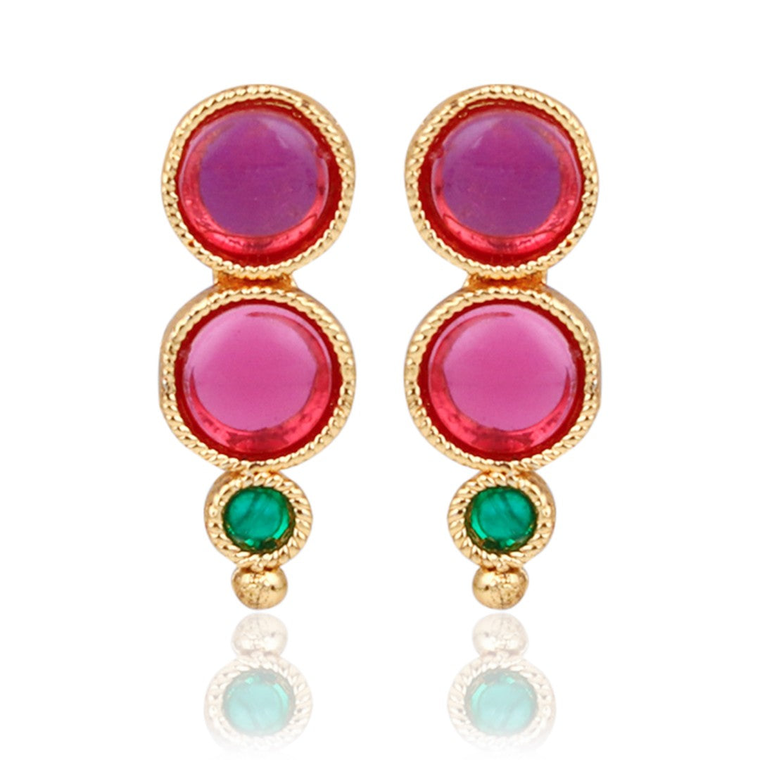 Ruby & Emerald Floral Gold-Tone Necklace & Earrings Set