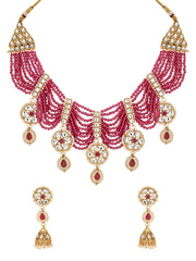 Red  Necklace set with jhumka earrings