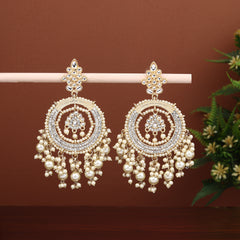 Gold plated chandbali with Pearl drops