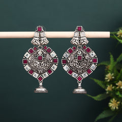 Silver Oxidised finish Drop Earring