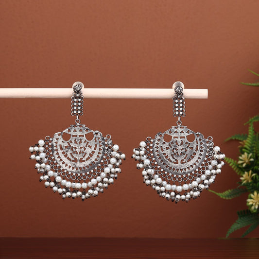 Silver Oxidised Chandbali