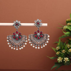 Silver Oxidised finish Chandbali