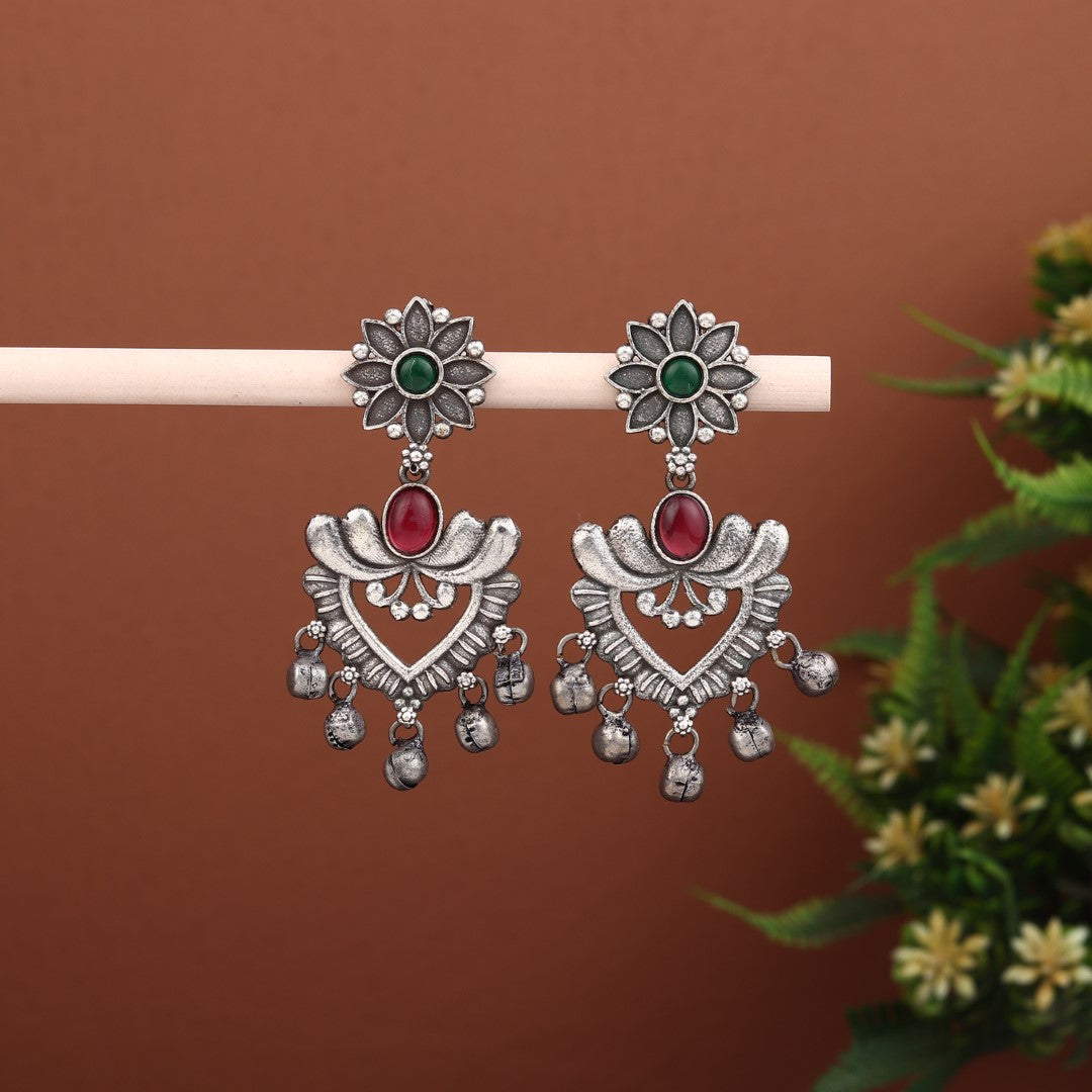 Siver Oxydised finish drop Earrings