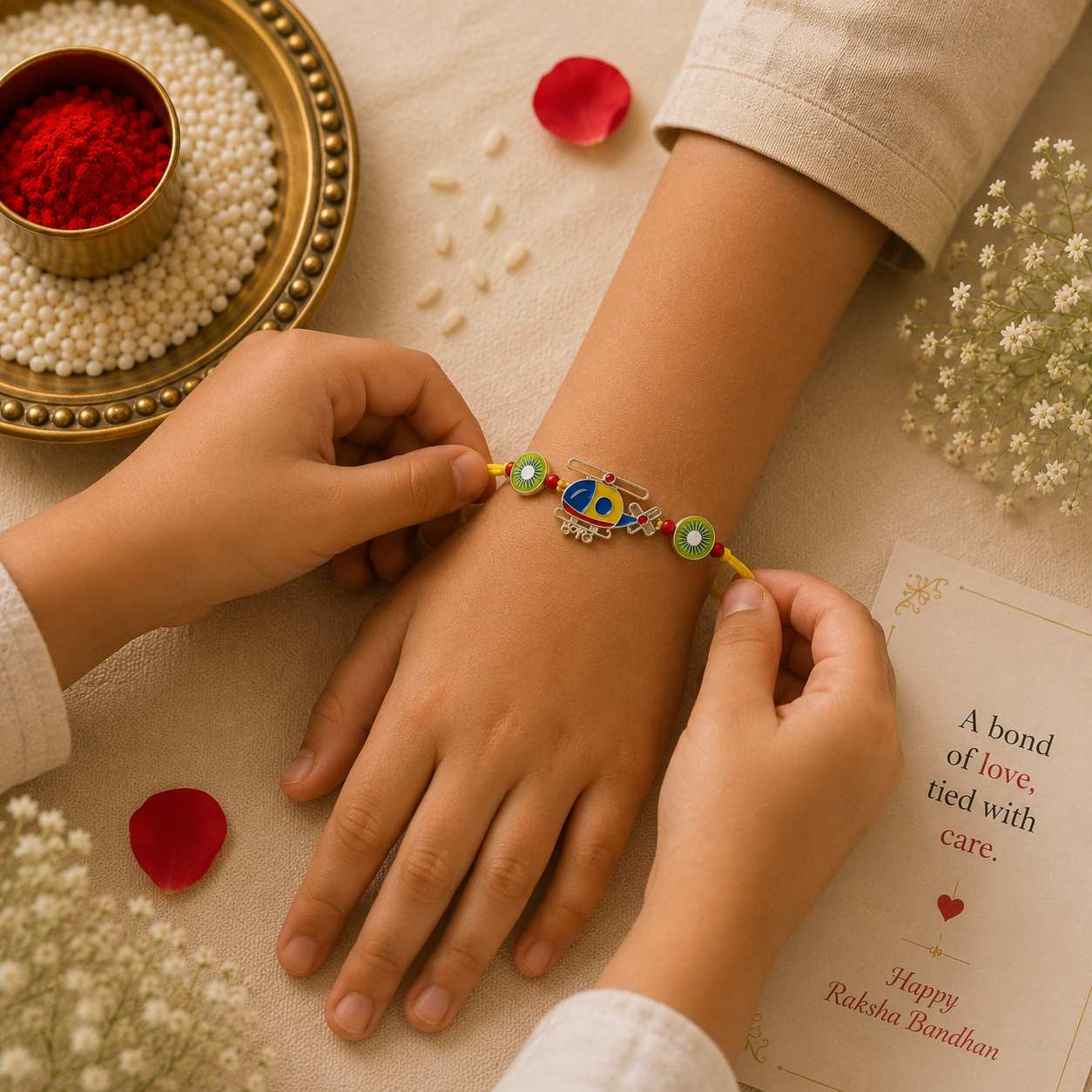 Kids Helicopter & Graduation Theme Rakhi Combo