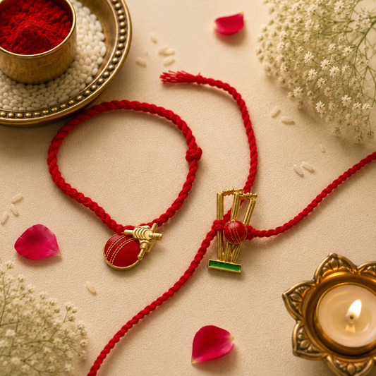 Cricket Ball & Stumps Rakhi Set of 2