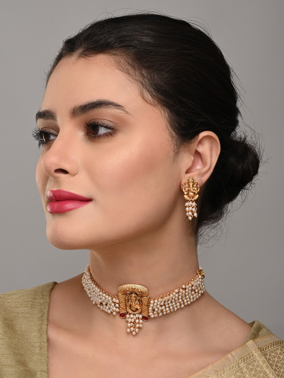 Ganpati Temple Choker Necklace Set