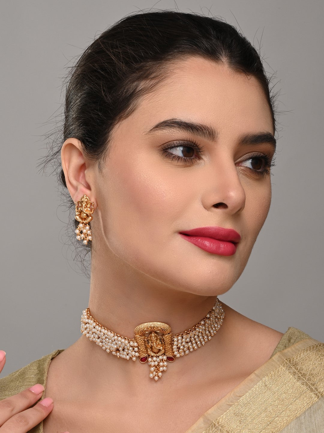 Ganpati Temple Choker Necklace Set