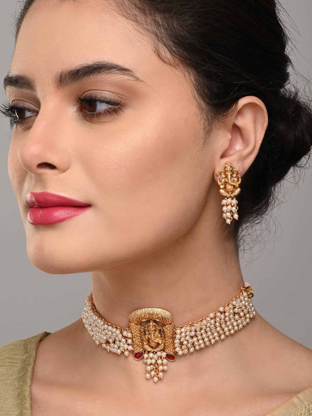 Ganpati Temple Choker Necklace Set