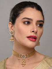Kundan Choker Necklace Set with Jhumka Earrings