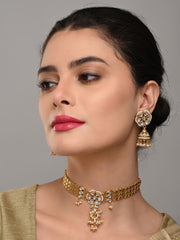 Kundan Choker Necklace Set with Jhumka Earrings