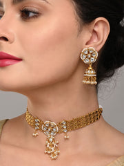 Kundan Choker Necklace Set with Jhumka Earrings