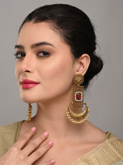 Antique Gold Filigree Drop Earrings with Pearl Elegance