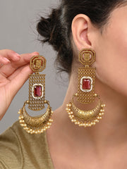 Antique Gold Filigree Drop Earrings with Pearl Elegance