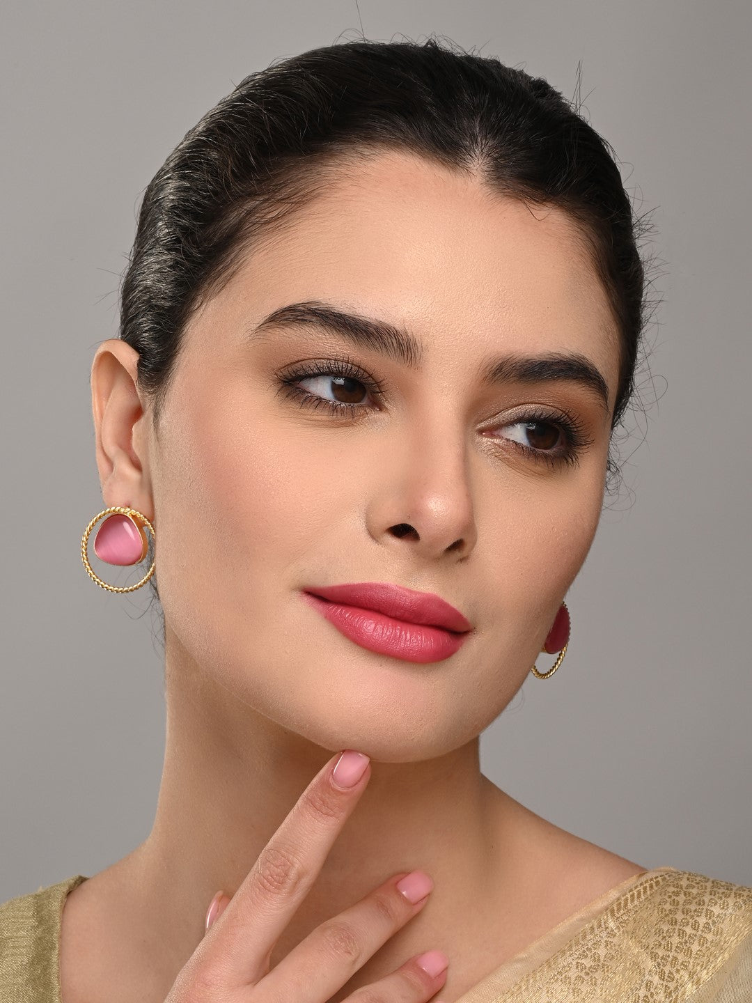 Gold plated geometric studs