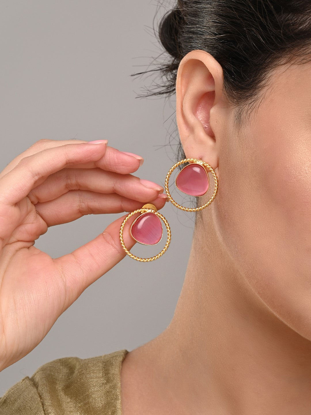 Gold plated geometric studs