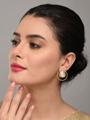Gold plated geometric studs White