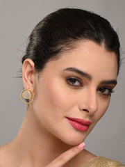 Gold plated geometric studs White