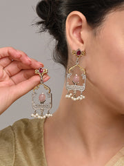 Elegant Dual-Tone Jharokha Drop Earrings