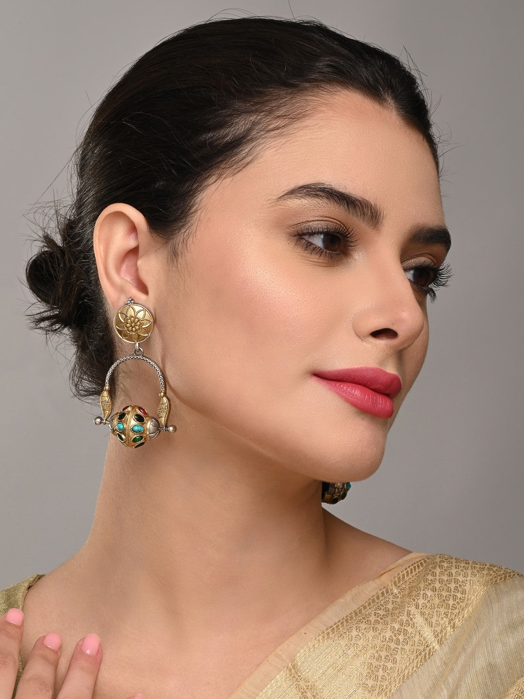 Elegant Dual-Tone Drop Earrings