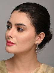 Silver Oxidized Leaf Drop Earrings