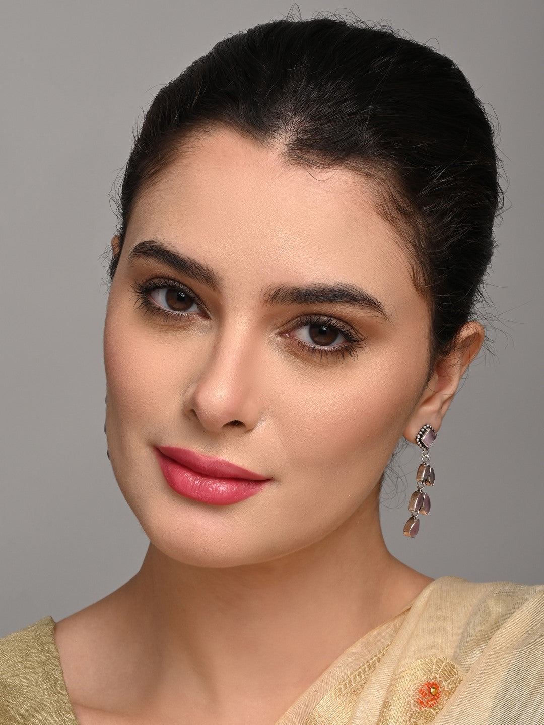 Silver Oxidized Leaf Drop Earrings