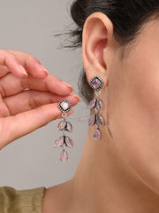 Silver Oxidized Leaf Drop Earrings