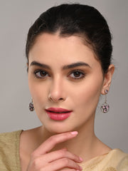 Silver Oxidized Geometric Drop Earrings