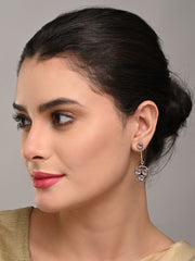 Silver Oxidized Geometric Drop Earrings