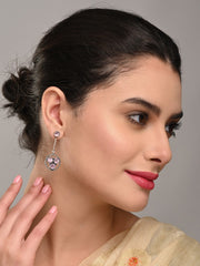 Silver Oxidized Geometric Drop Earrings