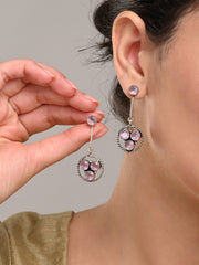Silver Oxidized Geometric Drop Earrings