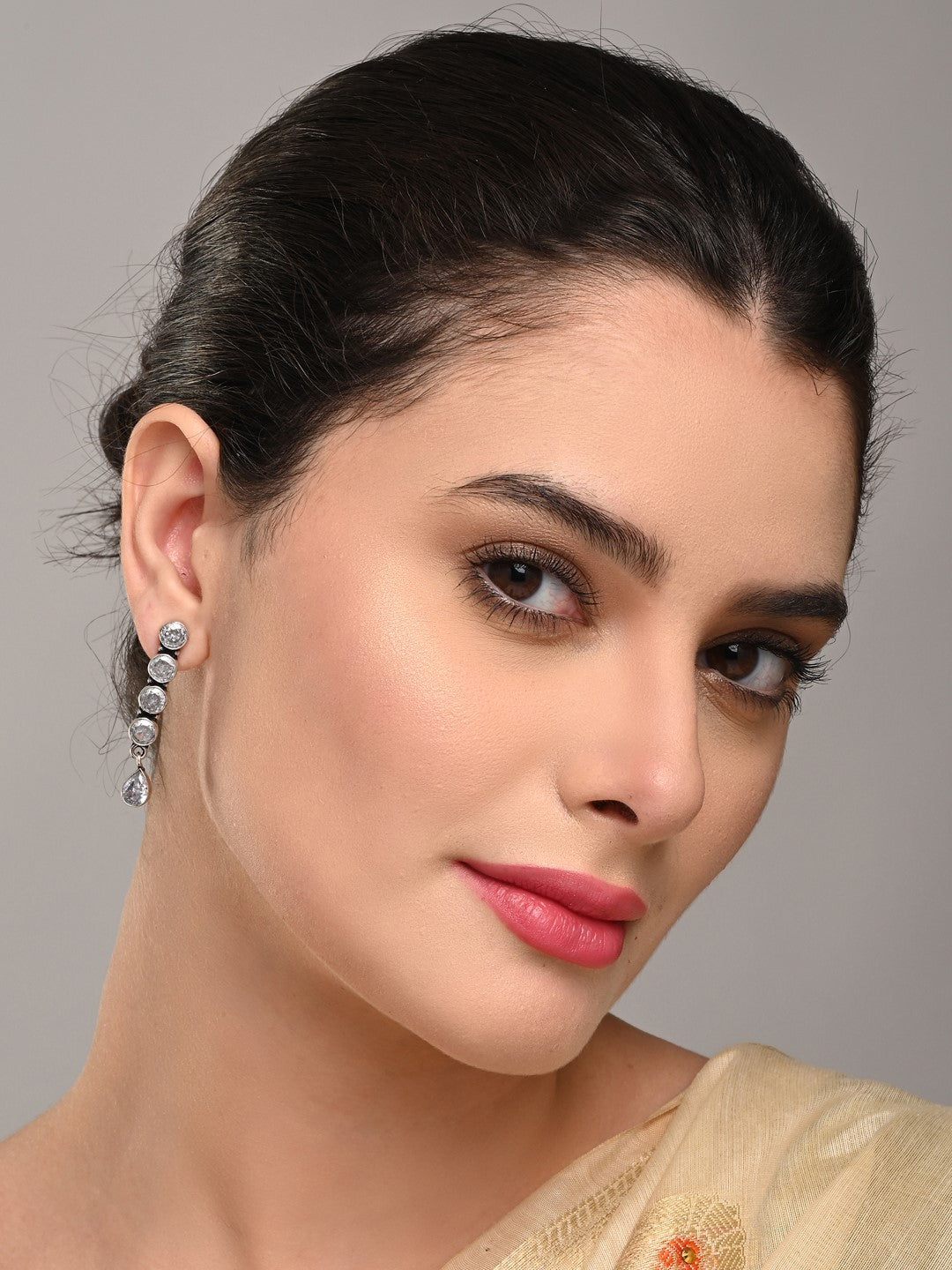 Elegant Long Stud Earrings with Teardrop Design