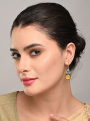 Elegant yellow AD Stone Drop Earrings with Fish Hook Closure