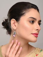 Elegant Pink AD Stone Drop Earrings with Fish Hook Closure