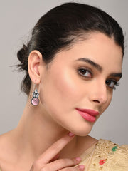 Elegant Pink AD Stone Drop Earrings with Fish Hook Closure