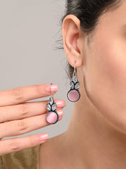 Elegant Pink AD Stone Drop Earrings with Fish Hook Closure