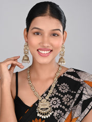 Gold plated long kundan necklace & Earring set