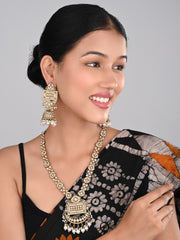Gold plated long kundan necklace & Earring set