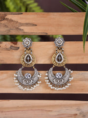 Dual-Tone Chandelier Earrings with Filigree Elegance