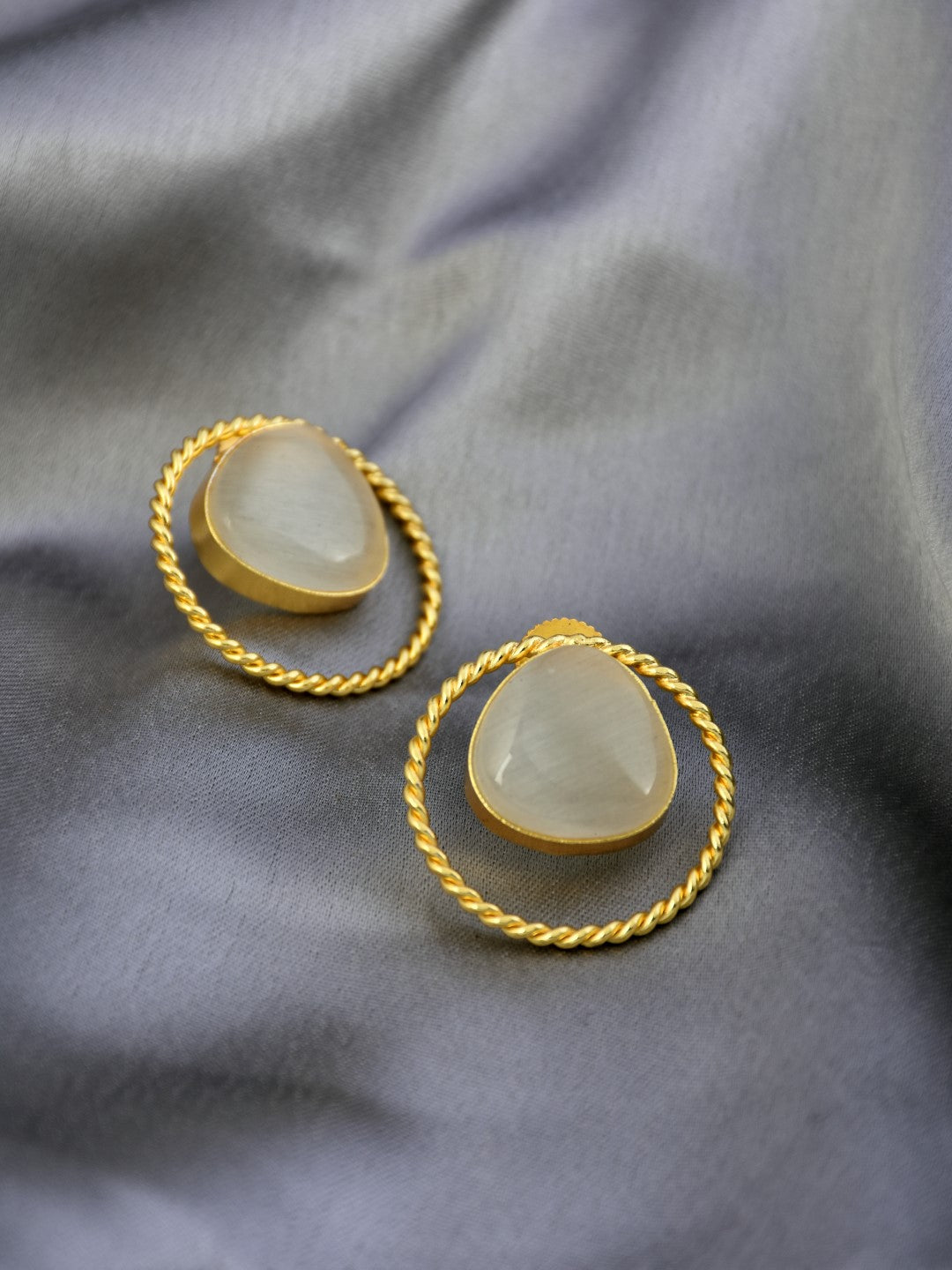 Gold plated geometric studs White