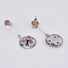 Silver Oxidized Geometric Drop Earrings