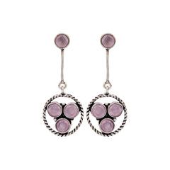 Silver Oxidized Geometric Drop Earrings