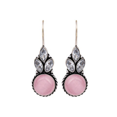 Elegant Pink AD Stone Drop Earrings with Fish Hook Closure